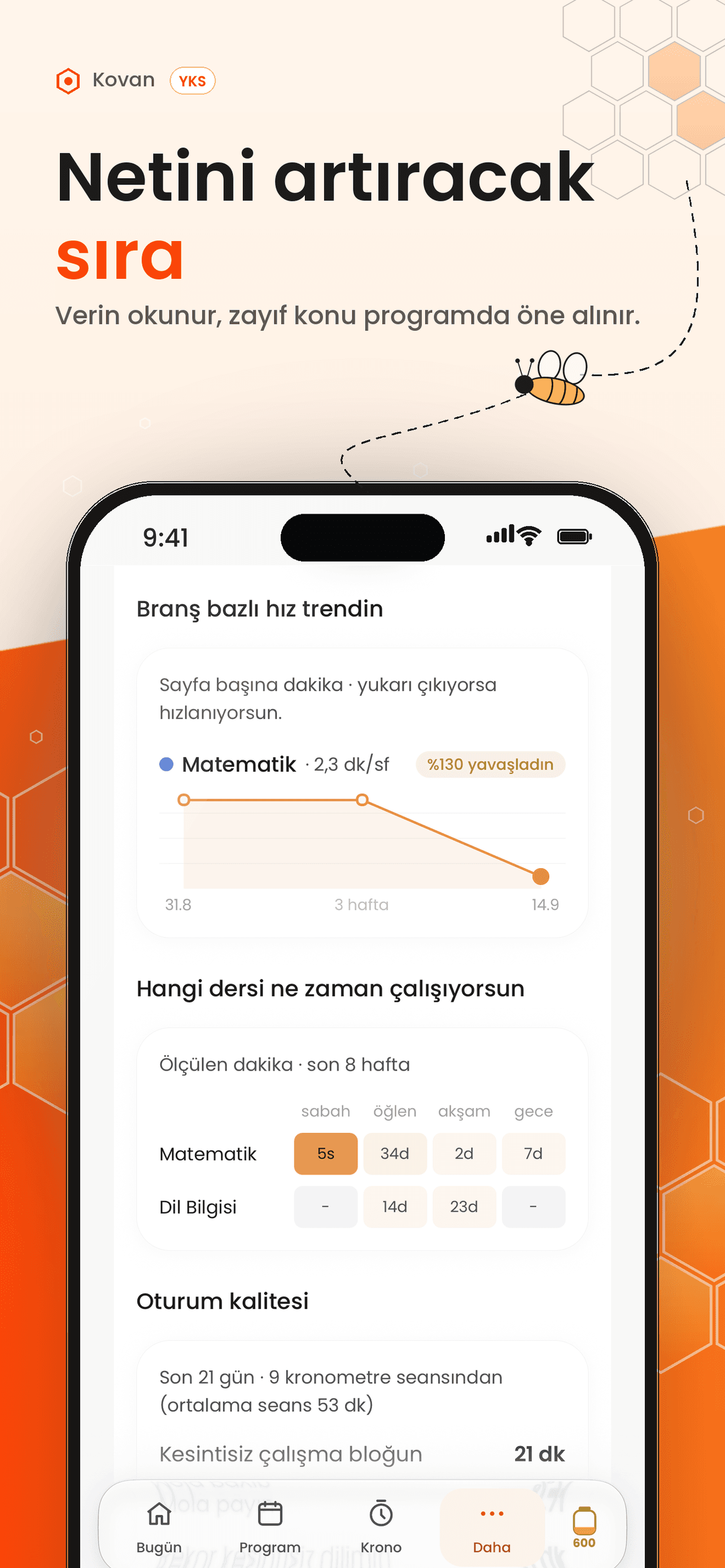 Kovan öğrenci uygulaması ekranı