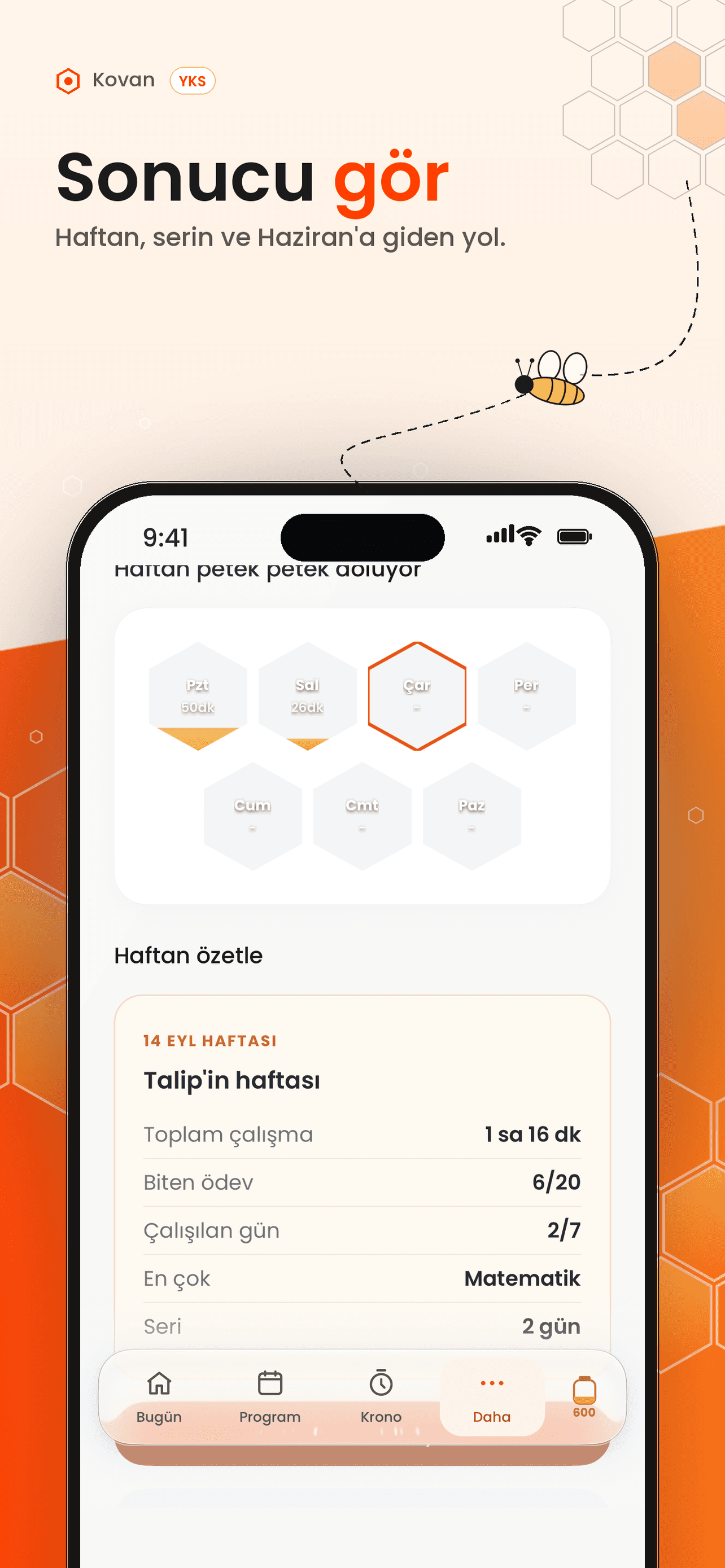 Kovan öğrenci uygulaması ekranı